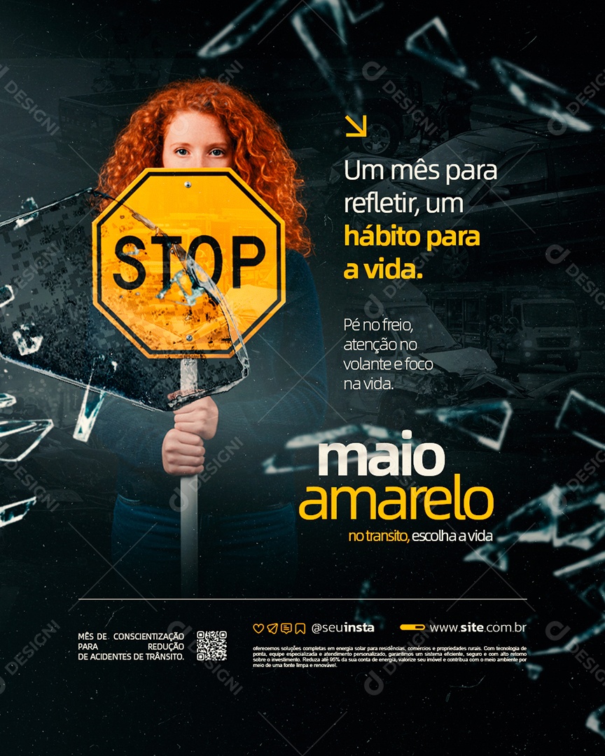 Maio Amarelo Um Mês para Refletir Social Media PSD Editável