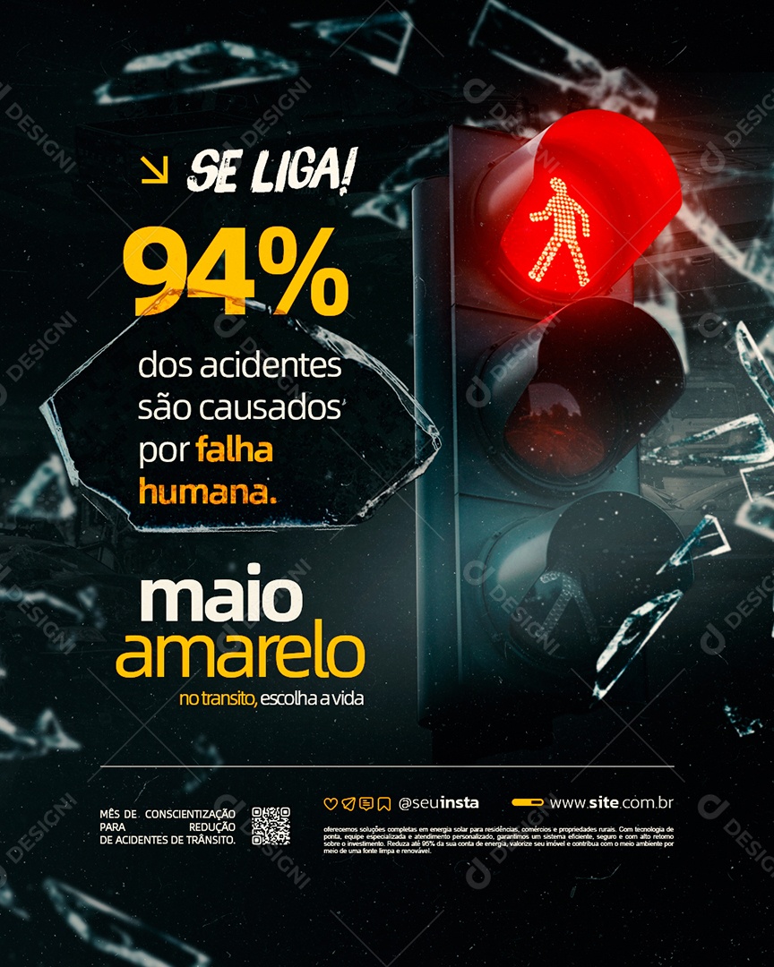 Maio Amarelo No Trânsito Escolha a Vida Social Media PSD Editável