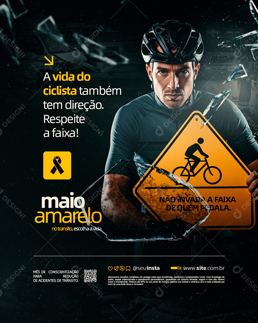 Maio Amarelo No Trânsito Escolha a Vida Social Media PSD Editável