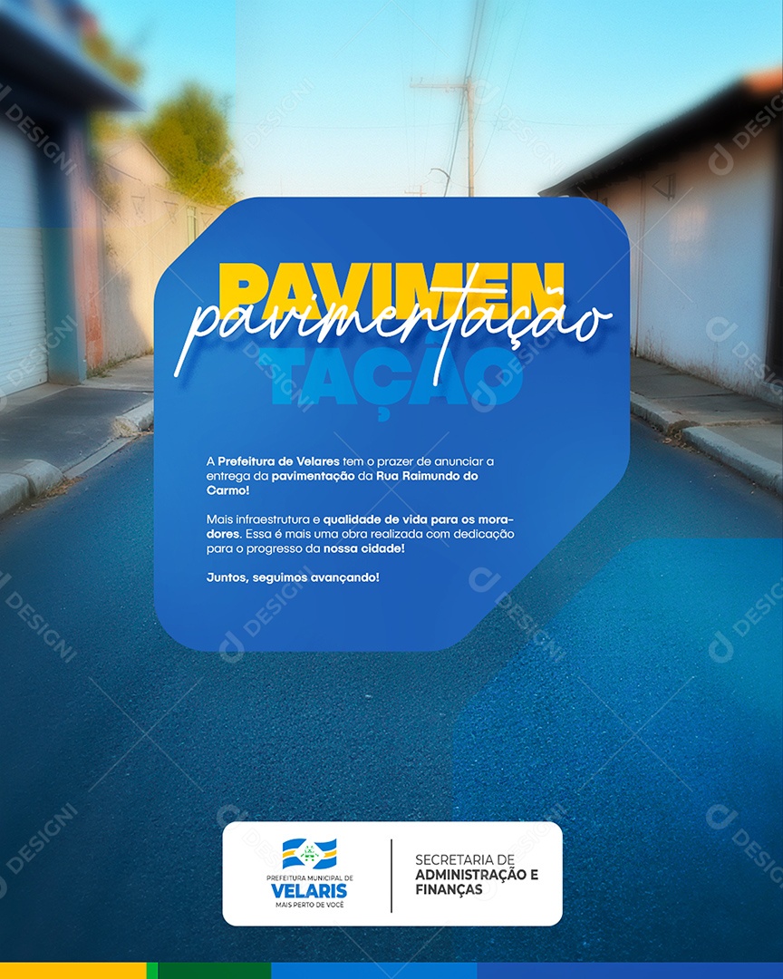 Flyer Prefeitura Pavimentação Social Media PSD Editável