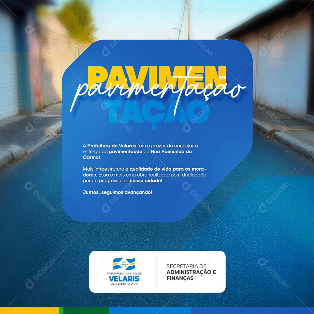 Feed Prefeitura Pavimentação Social Media PSD Editável