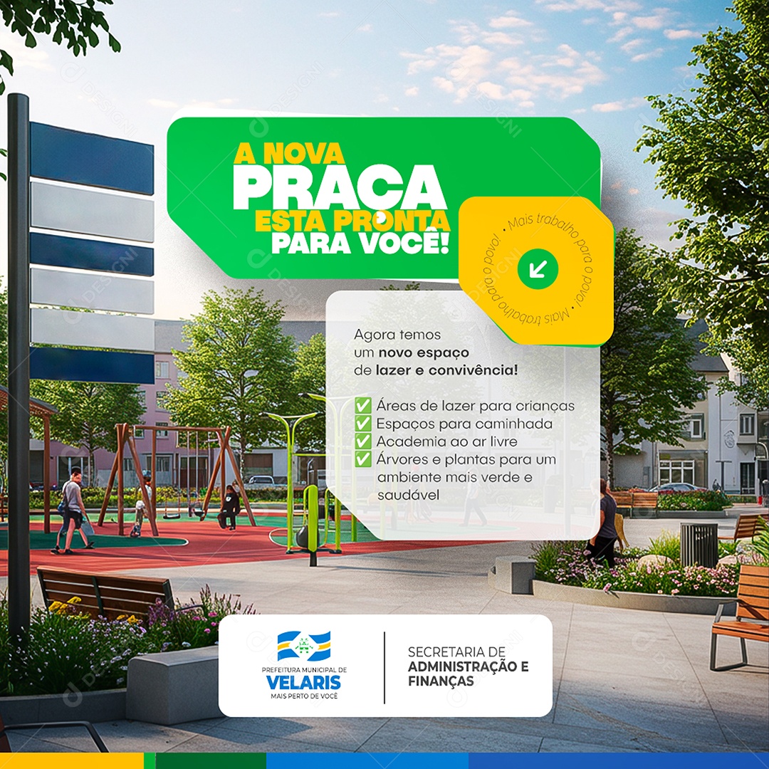Feed Prefeitura A Nova Praça Está Pronta Social Media PSD Editável