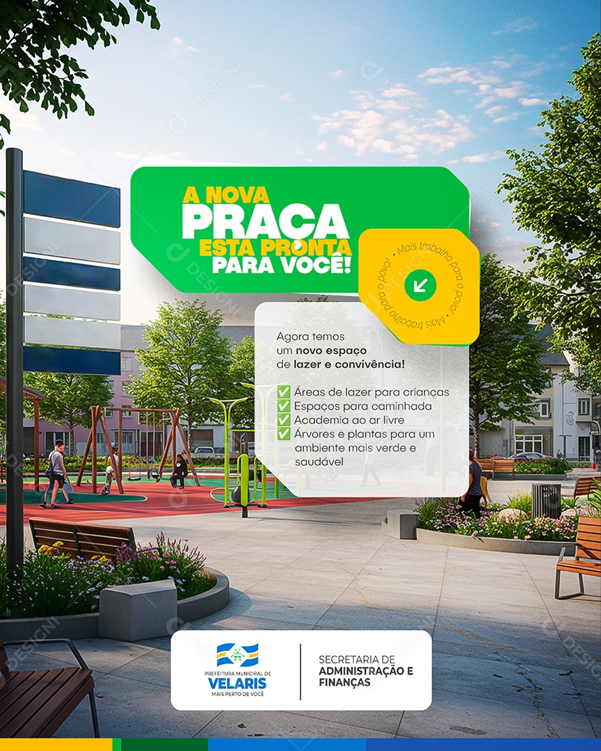 Flyer Prefeitura A Nova Praça Está Pronta Social Media PSD Editável