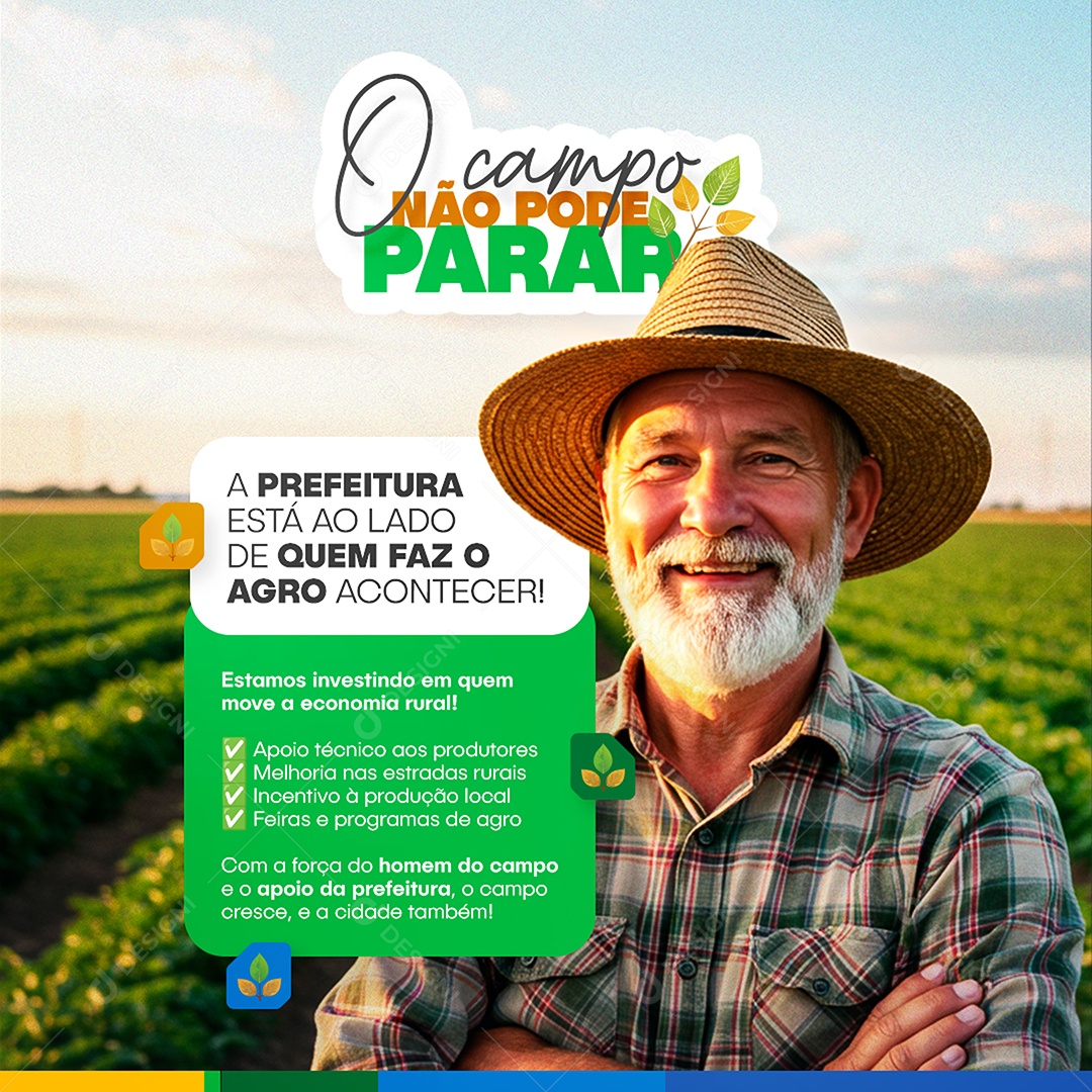 Feed Prefeitura O Campo Não Pode Parar Social Media PSD Editável