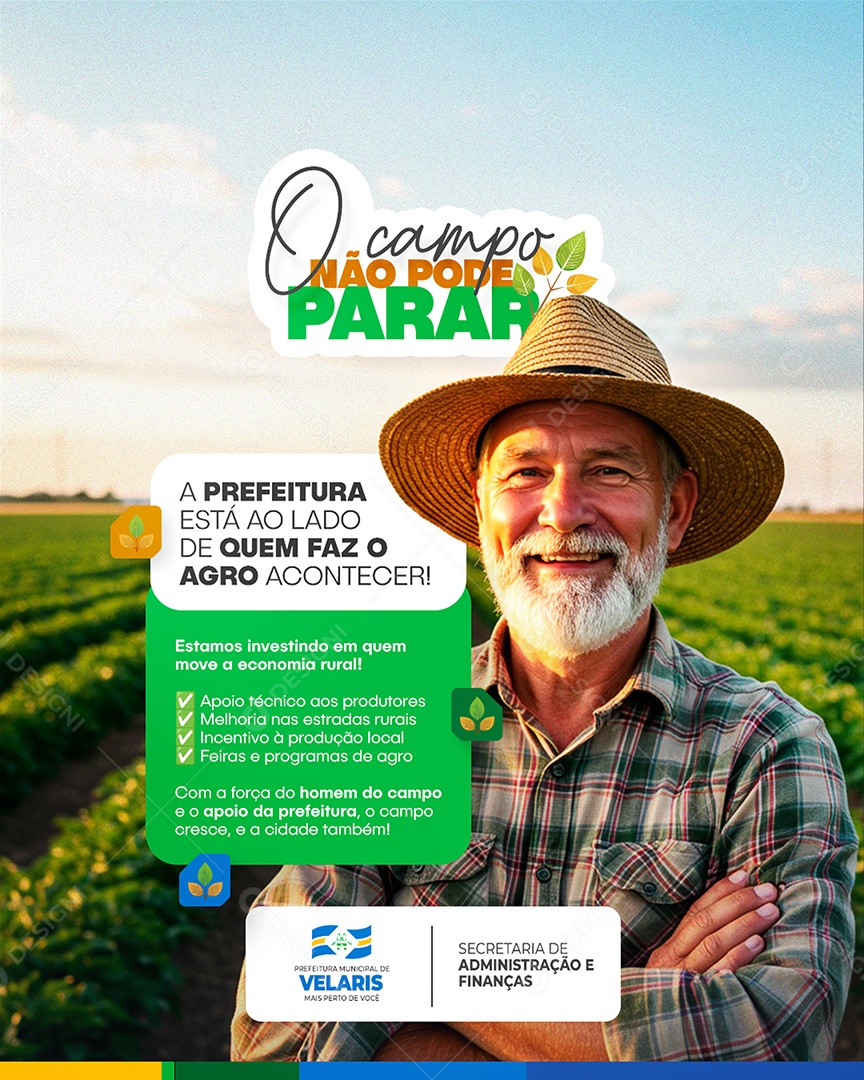 Flyer Prefeitura O Campo Não Pode Parar Social Media PSD Editável