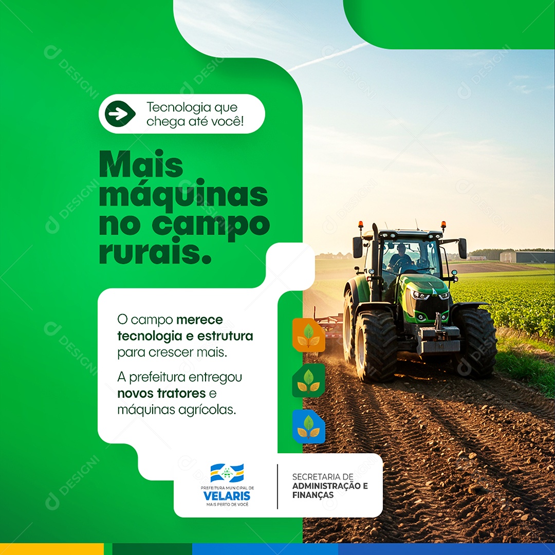 Feed Prefeitura Mais Máquinas Nos Campos Rurais Social Media PSD Editável