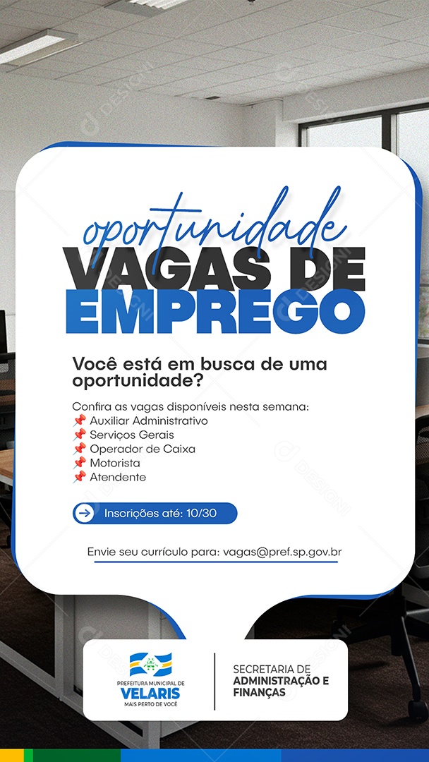 Story Prefeitura Oportunidades de Vagas de Emprego Social Media PSD Editável