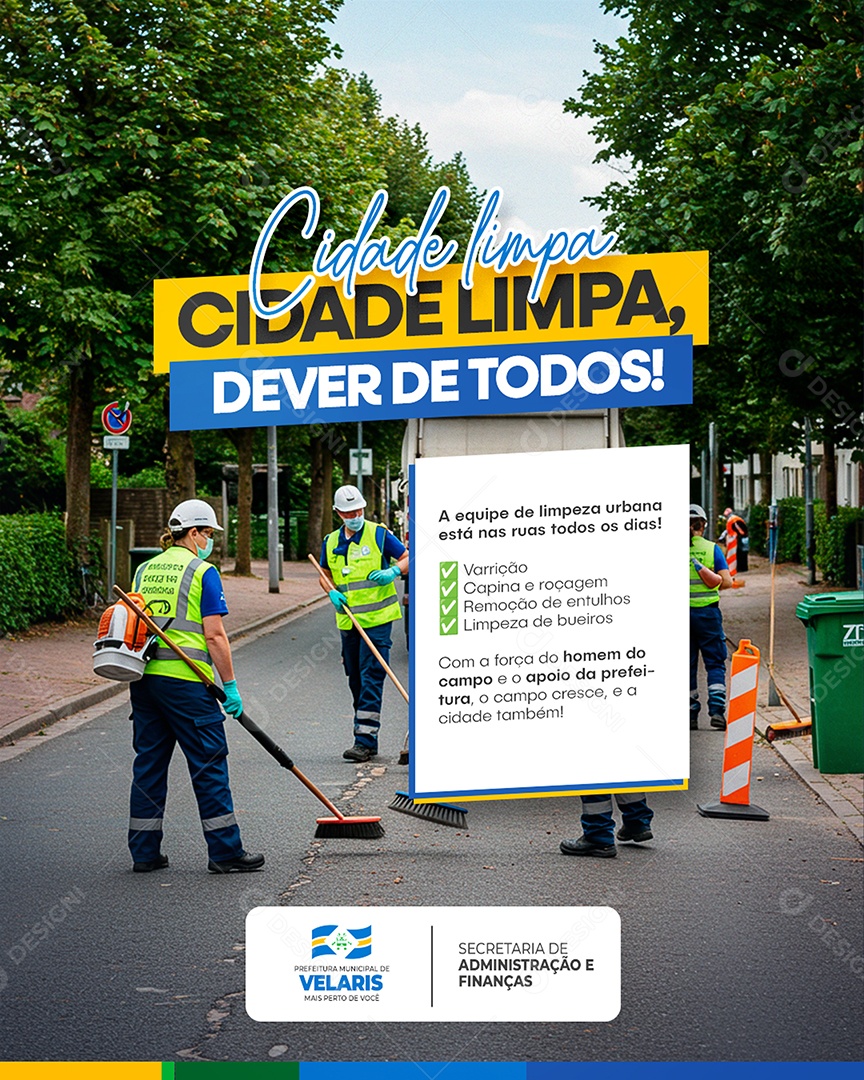 Flyer Prefeitura Cidade Limpa Dever de Todos Social Media PSD Editável