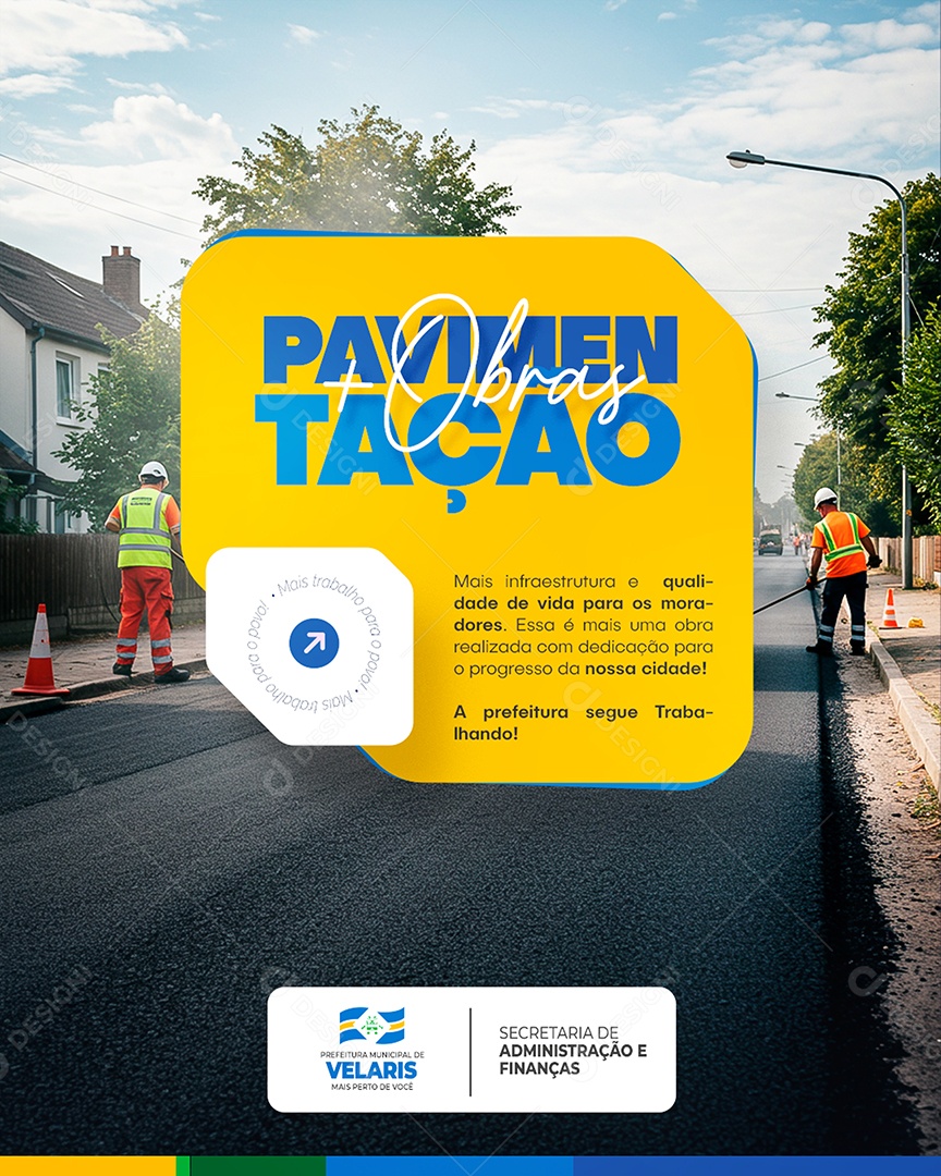 Flyer Prefeitura Pavimentação Obras Social Media PSD Editável