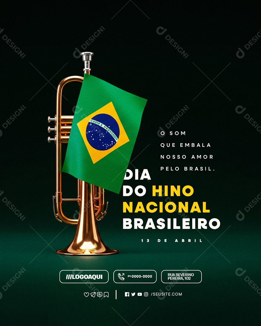 Dia do Hino Nacional Brasileiro 13 De Abril Social Media PSD Editável