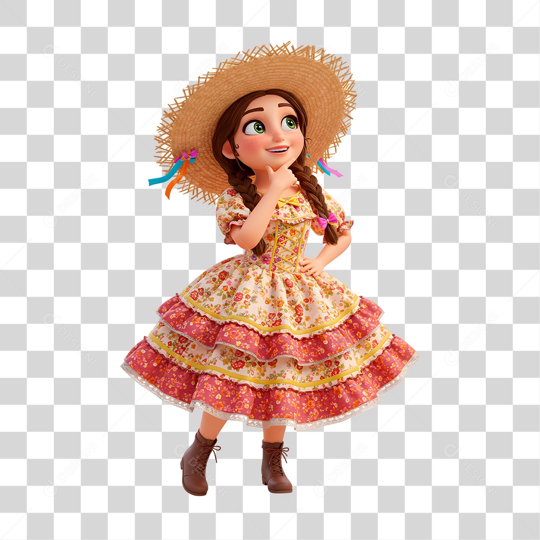 Personagem Mulher com Roupas de Festa Junina PNG Transparente