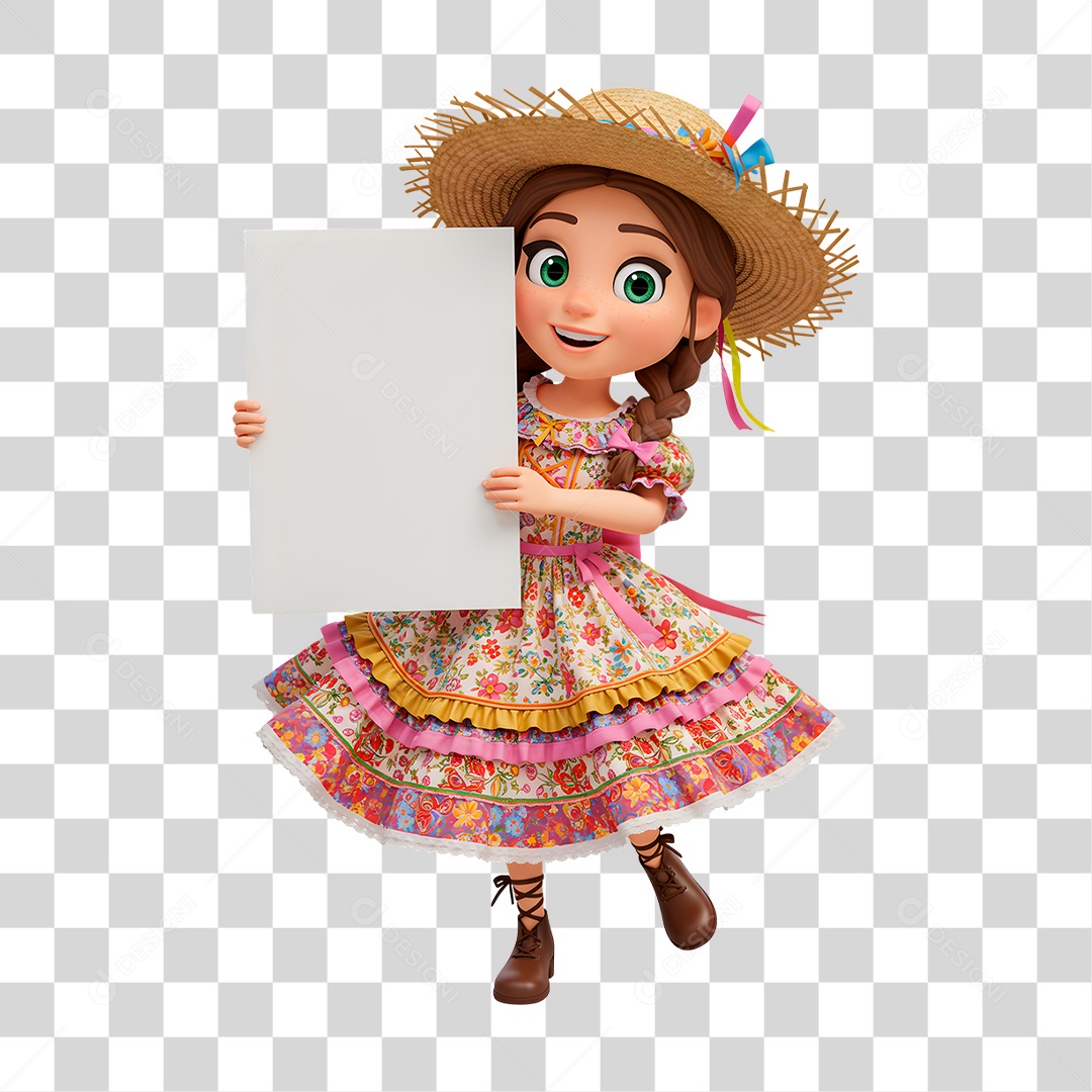 Personagem Mulher com Roupas de Festa Junina PNG Transparente