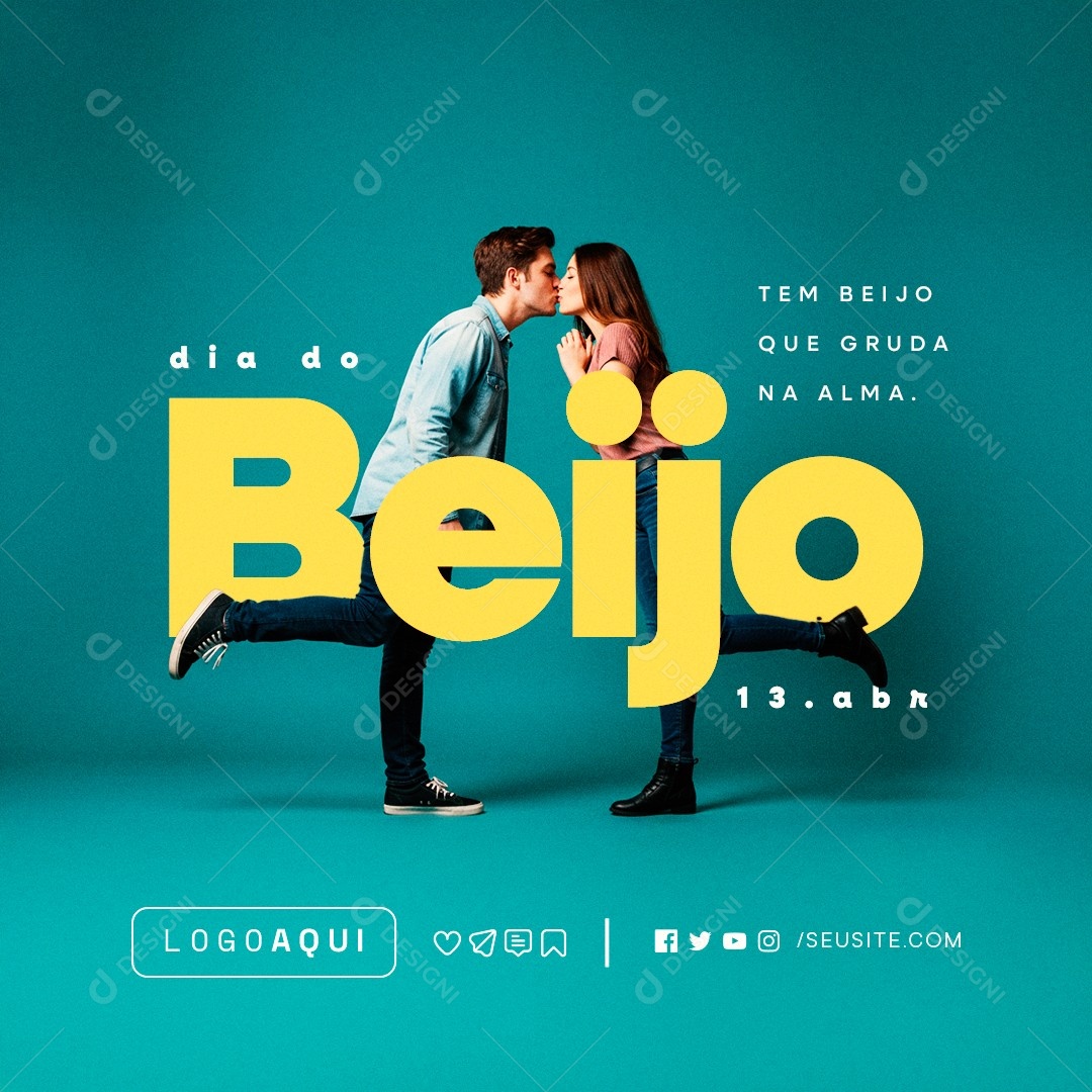 Dia do Beijo 13 de Abril Social Media PSD Editável
