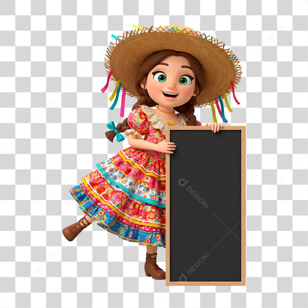 Personagem Mulher com Roupas de Festa Junina PNG Transparente
