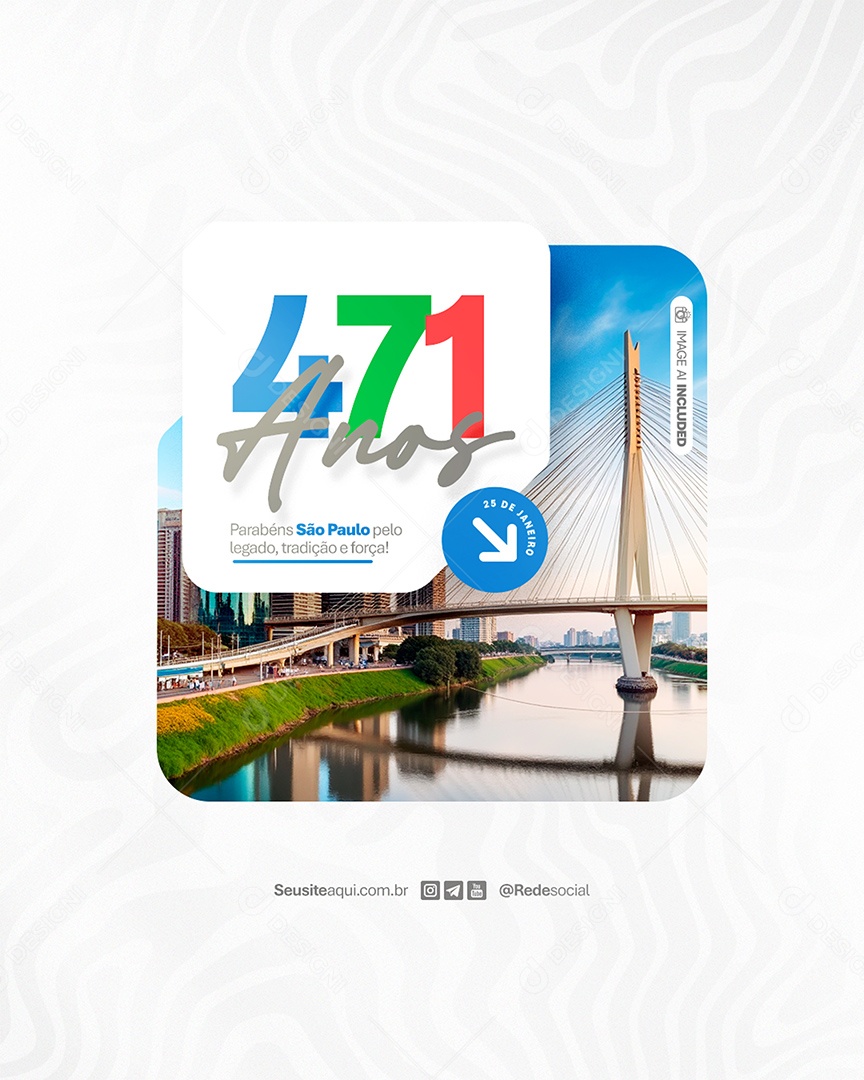 Flyer Aniversário Parabéns São Paulo 25 de Janeiro 471 Anos Social Media PSD Editável