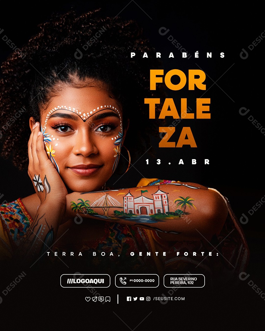 Aniversário Parabéns Fortaleza 13 de Abril Terra Boa Social Media PSD Editável