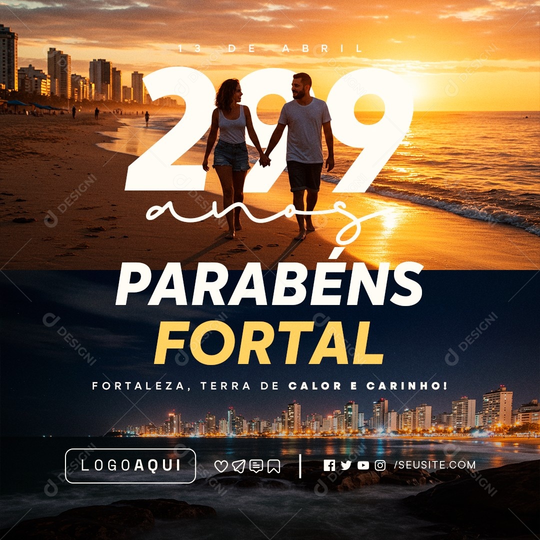 Parabéns Fortaleza 13 de Abril Social Media PSD Editável