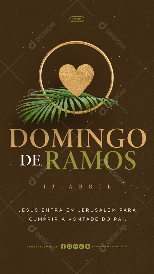 Story Domingo de Ramos 13 de Abril Hosana Social Media PSD Editável