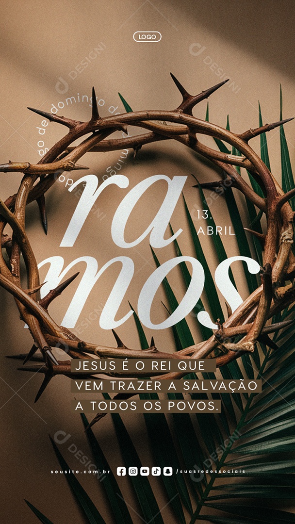 Story Domingo de Ramos 13 de Abril Hosana Social Media PSD Editável