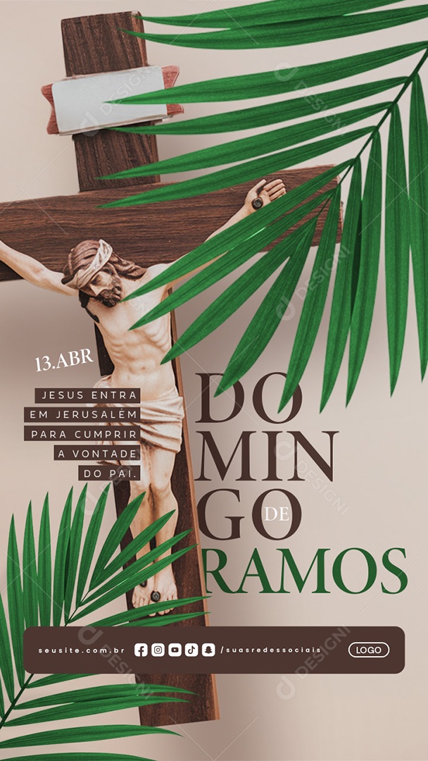 Story Domingo de Ramos 13 de Abril Hosana Social Media PSD Editável