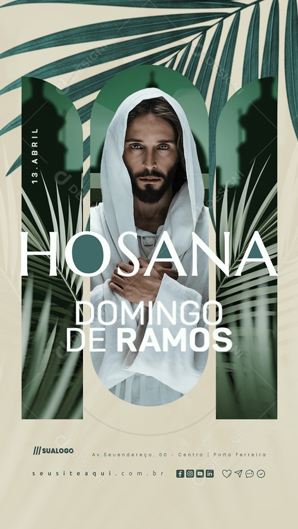 Story Domingo de Ramos 13 de Abril Hosana Social Media PSD Editável