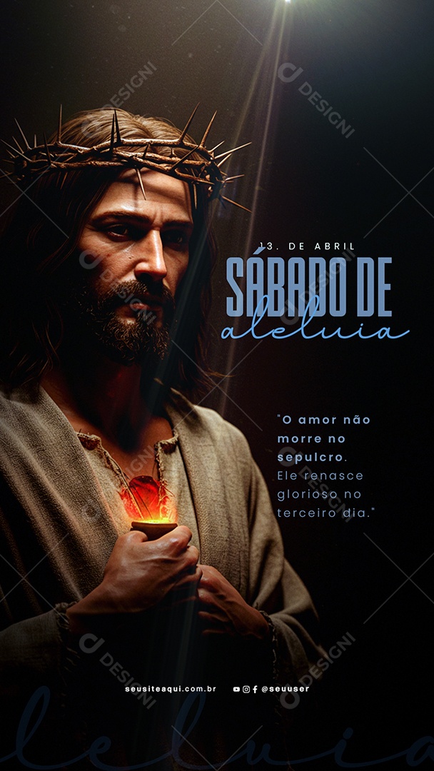 Story Sábado de Aleluia 19 de Abril Social Media PSD Editável