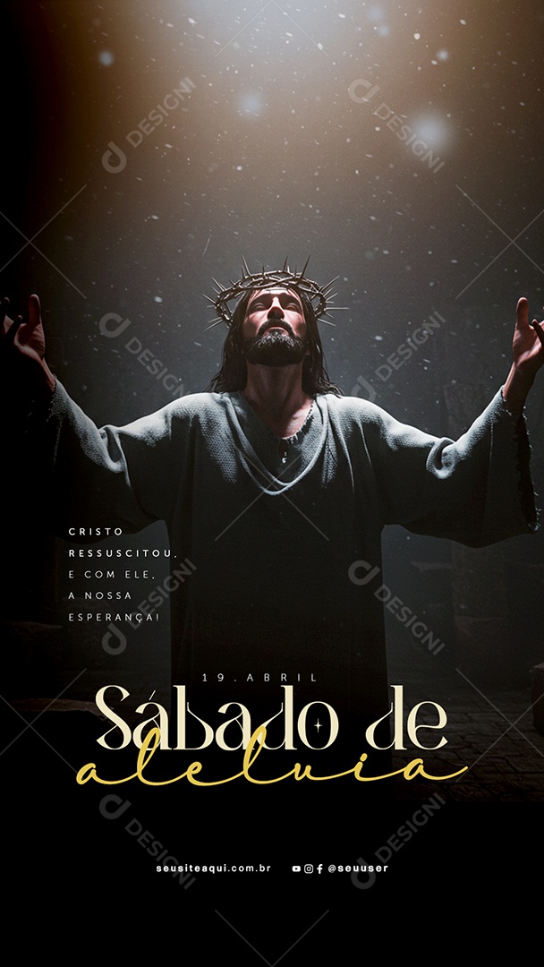 Story Sábado de Aleluia 19 de Abril Social Media PSD Editável
