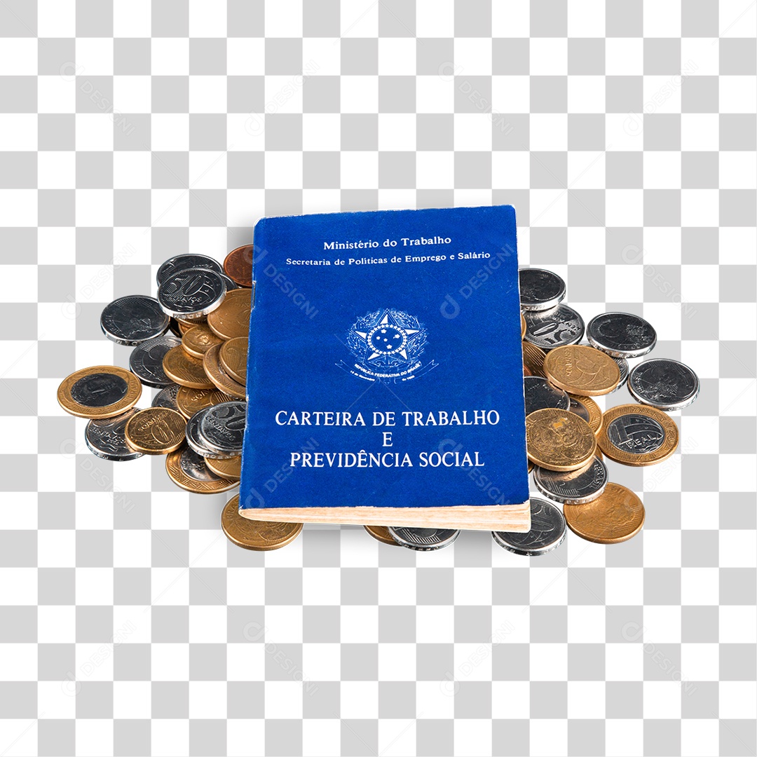 Carteira de Trabalho com Moedas PNG Transparente