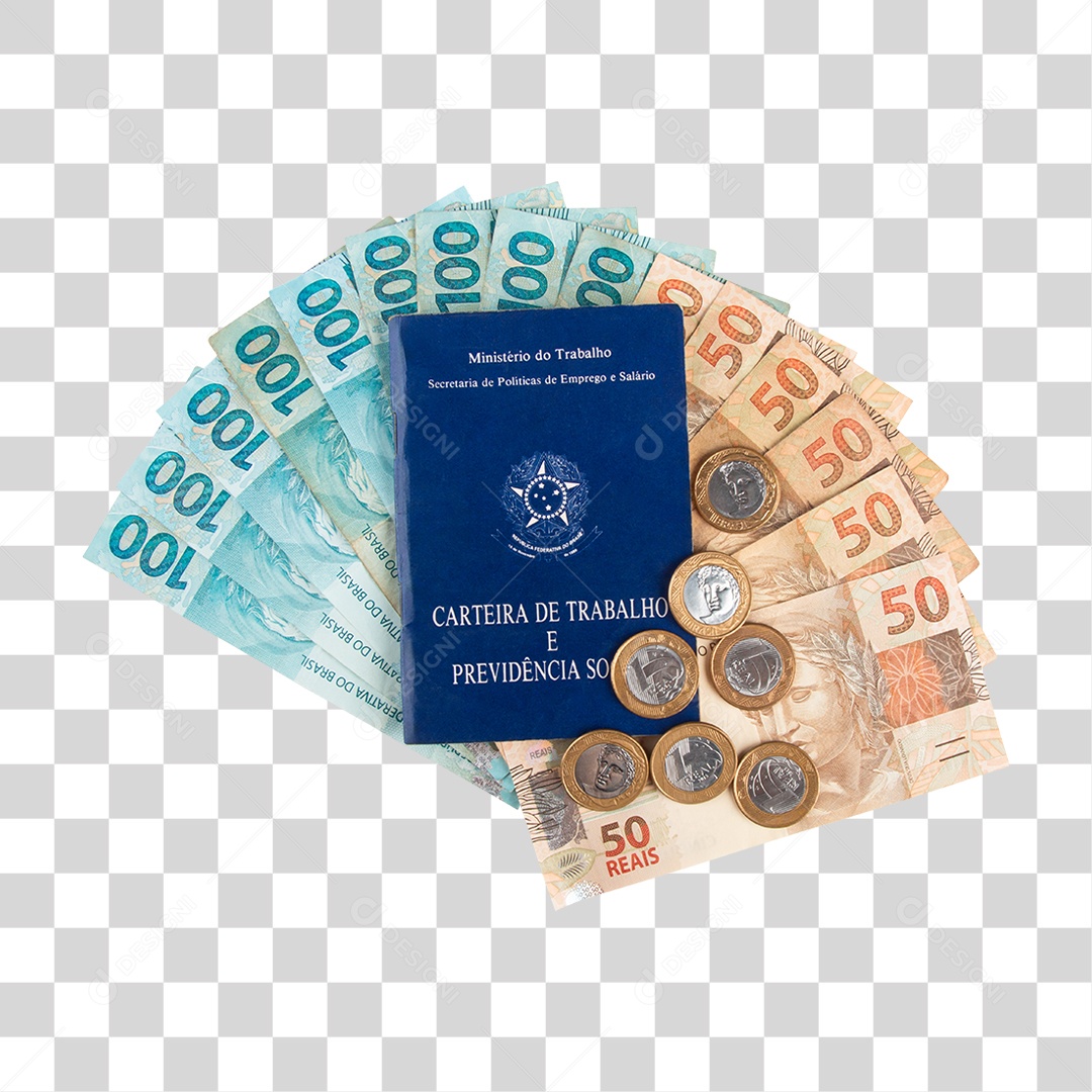 Carteira de Trabalho com Dinheiro PNG Transparente