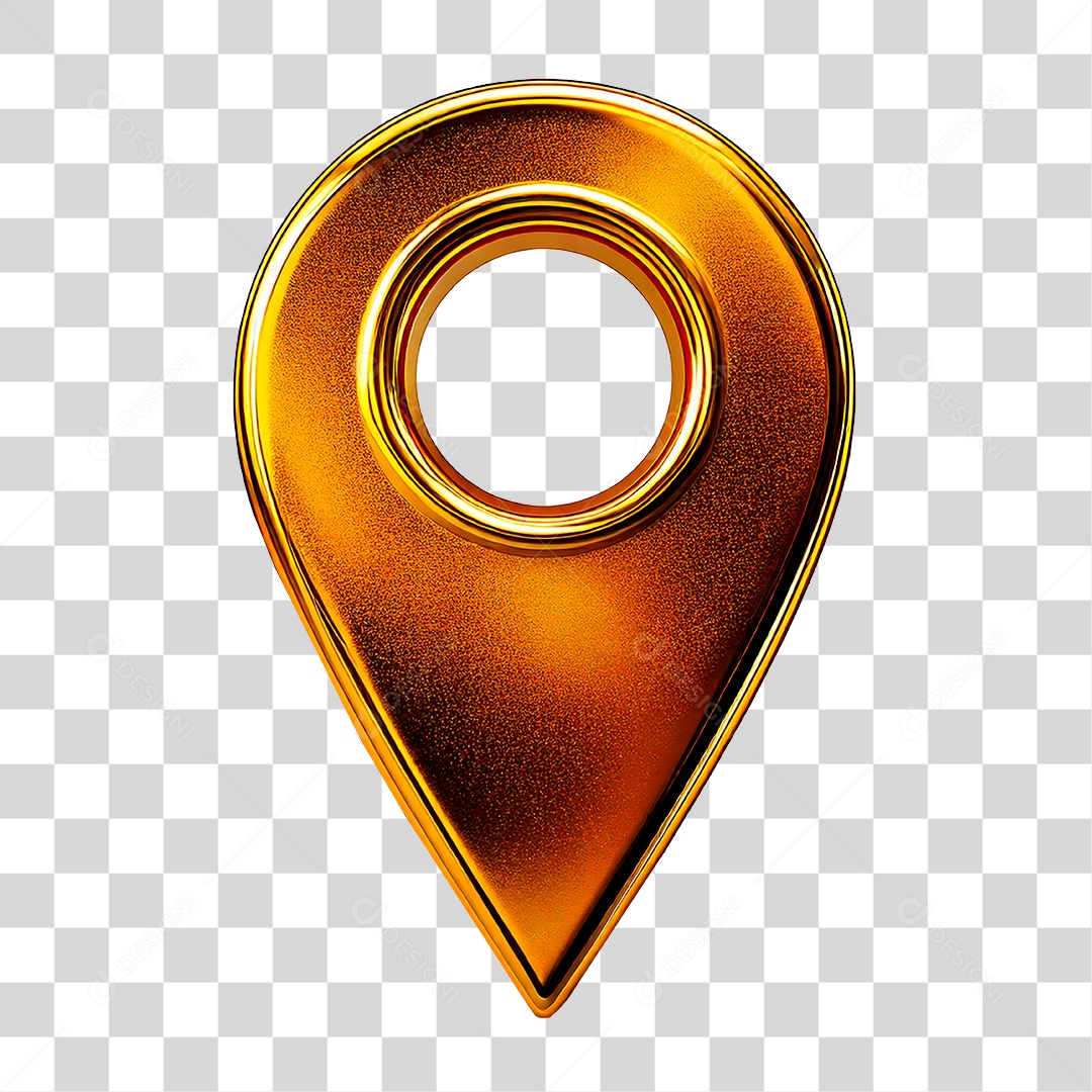 Ponto de Localização Dourado PNG Transparente