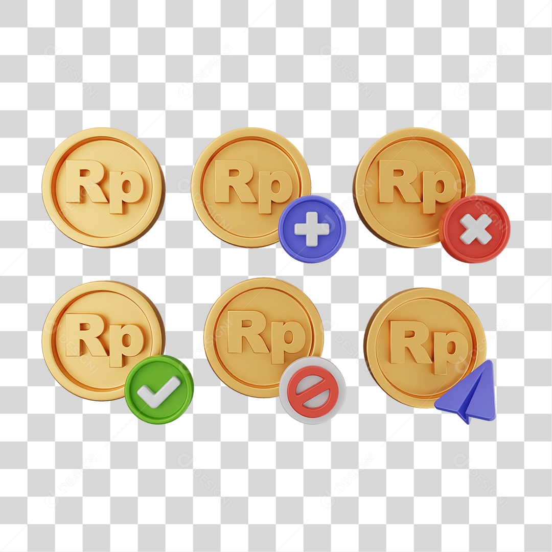 Elemento 3D Ícones Moedas Coin PNG Transparente