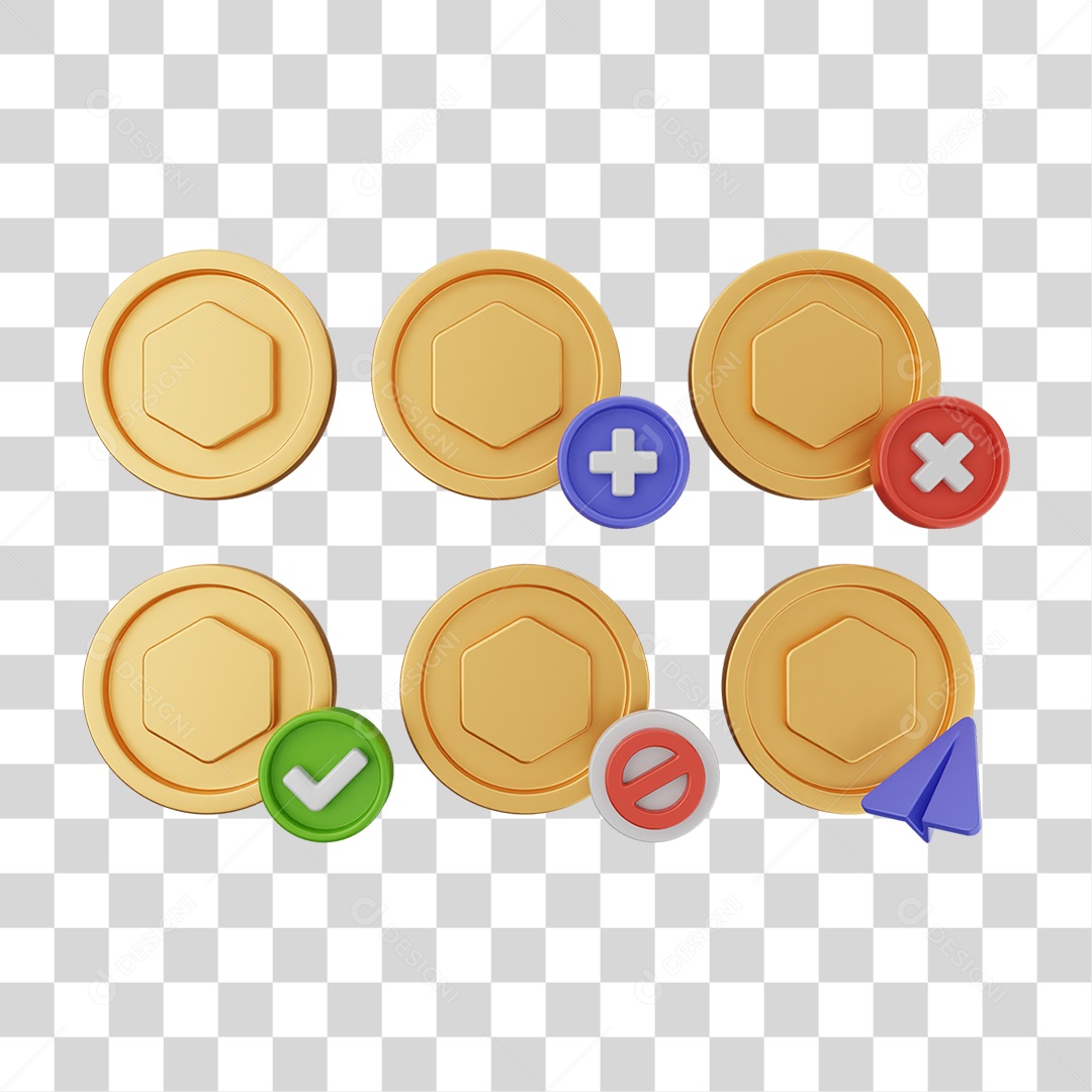 Elemento 3D Ícones Moedas Coin PNG Transparente