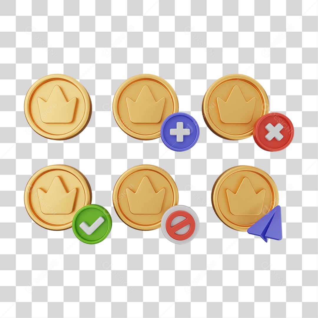 Elemento 3D Ícones Moedas Coin PNG Transparente