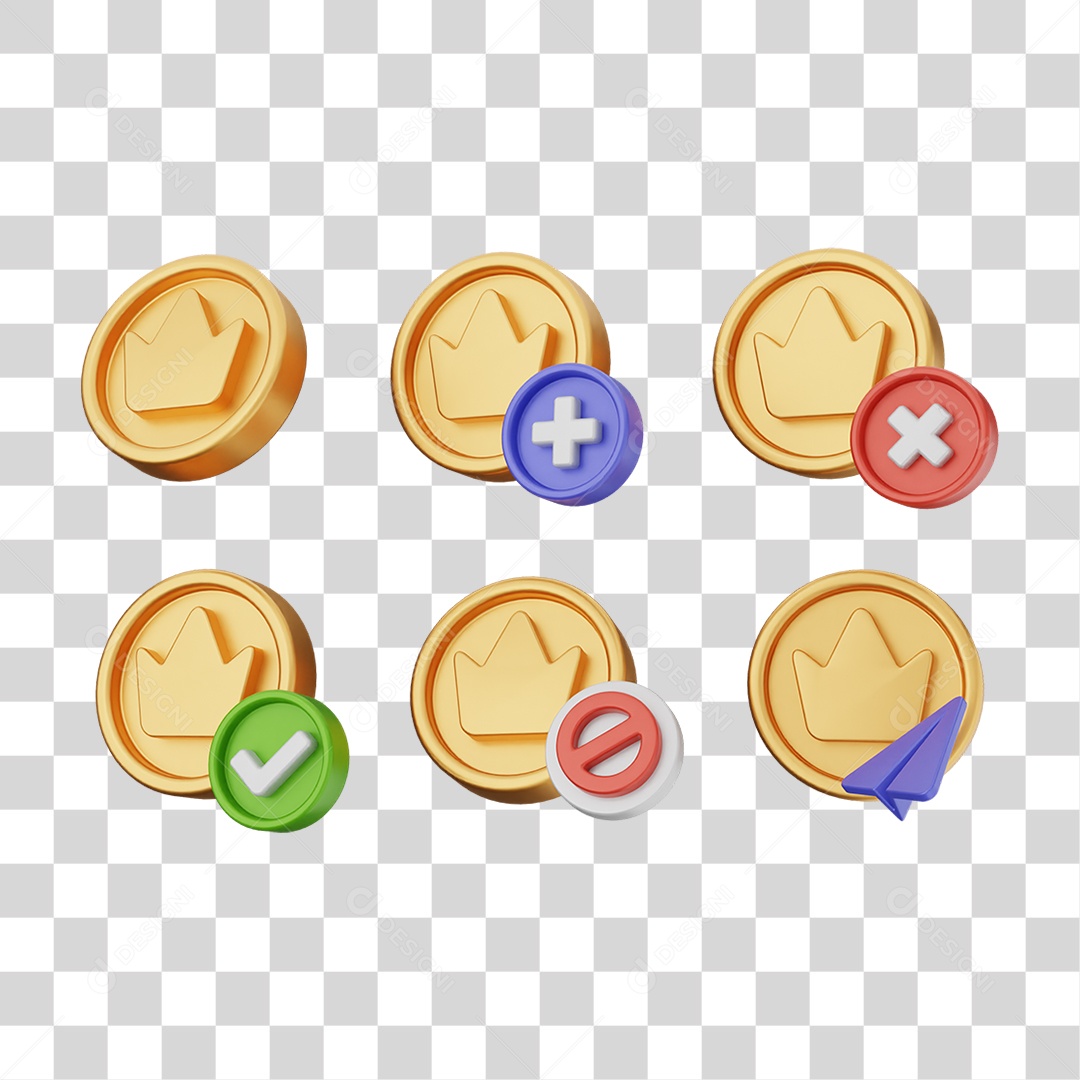 Elemento 3D Ícones Moedas Coin PNG Transparente