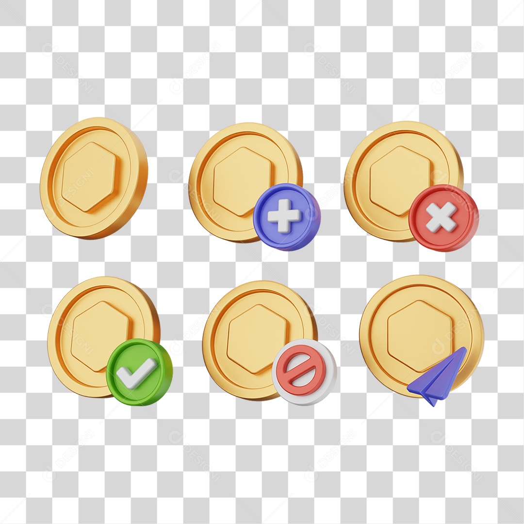 Elemento 3D Ícones Moedas Coin PNG Transparente