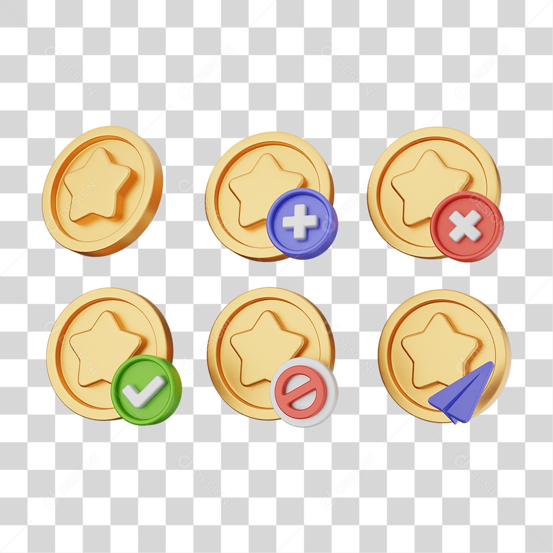 Elemento 3D Ícones Moedas Coin PNG Transparente