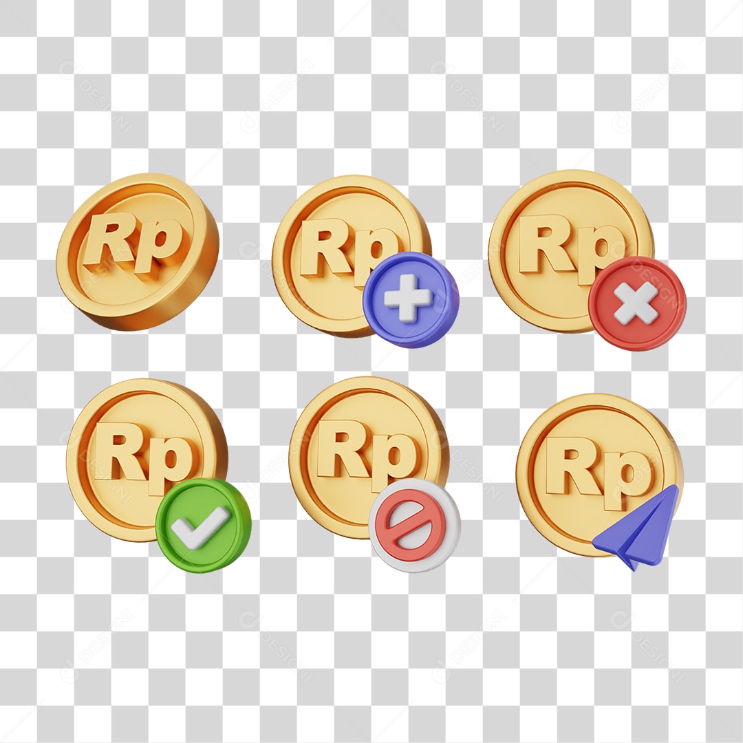 Elemento 3D Ícones Moedas Coin PNG Transparente