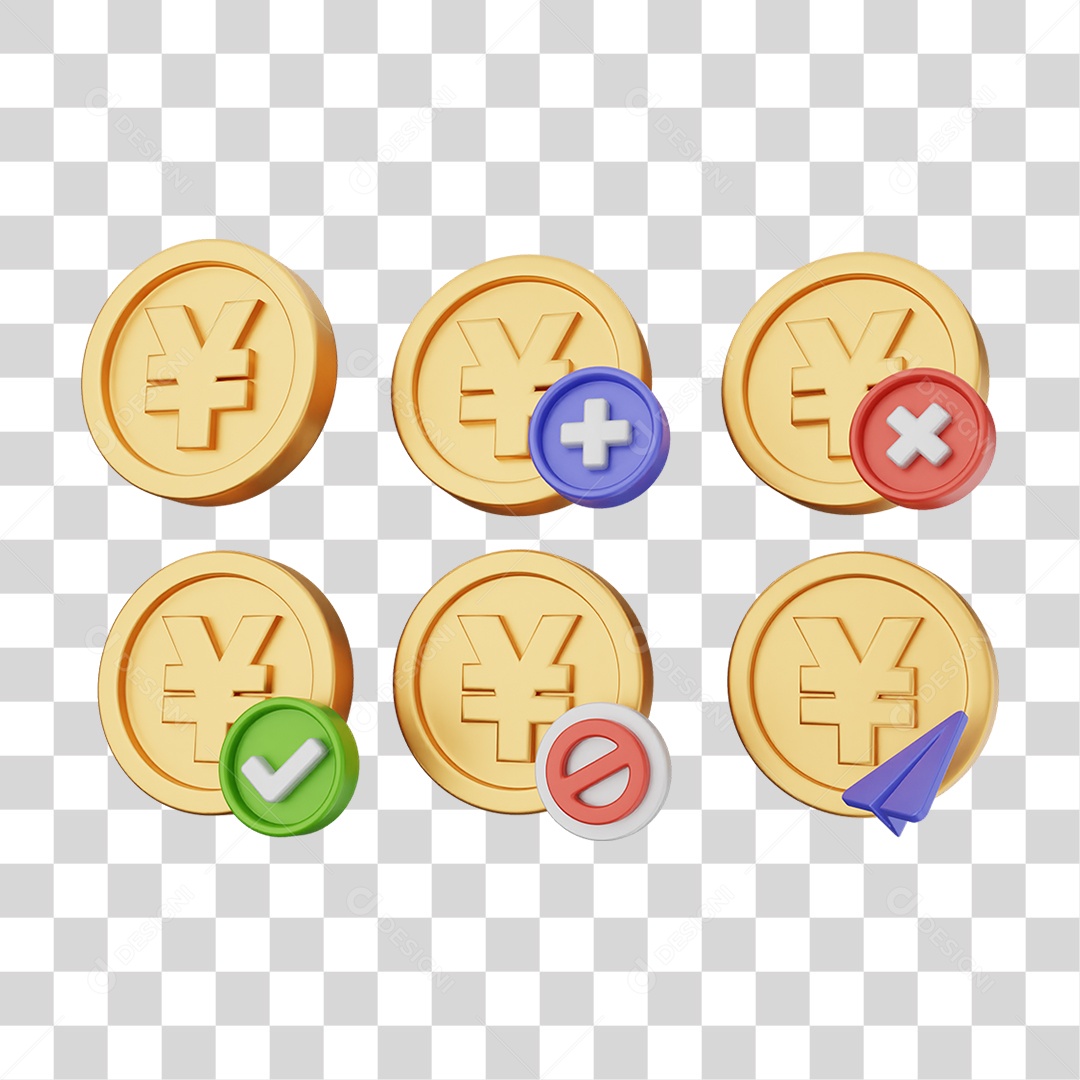 Elemento 3D Ícones Moedas Coin PNG Transparente