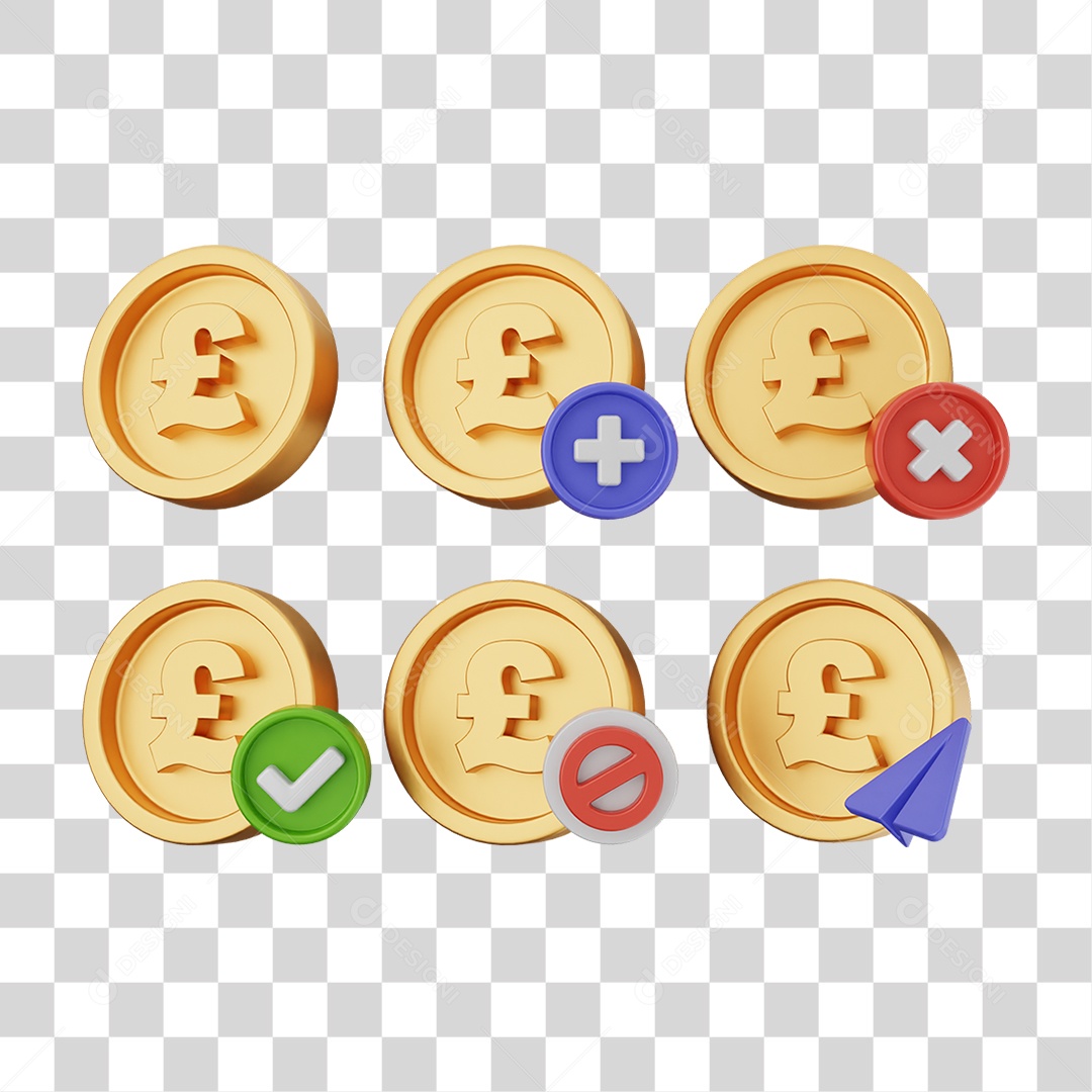 Elemento 3D Ícones Moedas Coin PNG Transparente