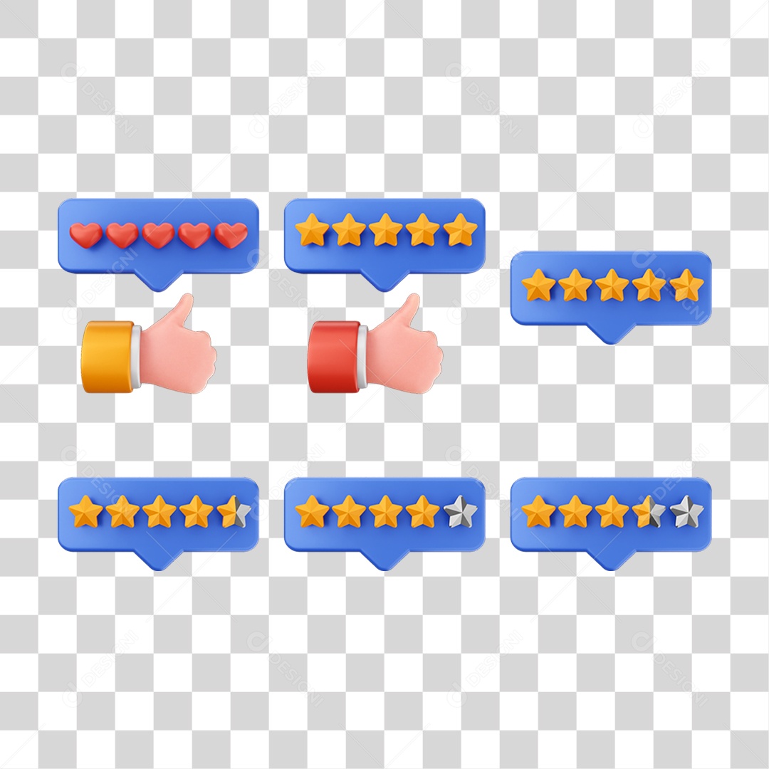 Ícone 3D Pacotes de Classificação Estrelas PNG Transparente