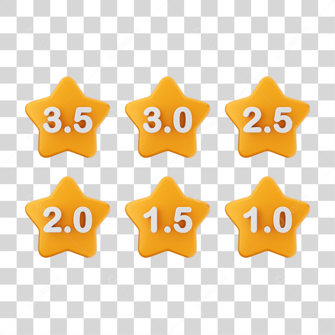 Ícone 3D Pacotes de Classificação Estrelas PNG Transparente