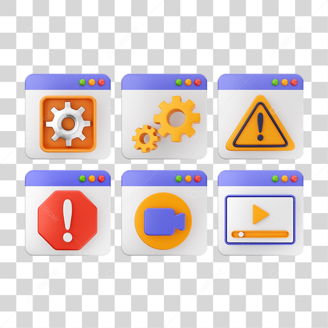 Ícone 3D Pacotes de Arquivos Pastas PNG Transparente