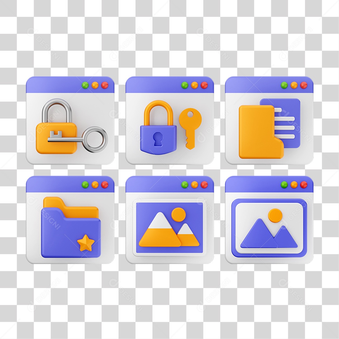 Ícone 3D Pacotes de Arquivos Pastas PNG Transparente