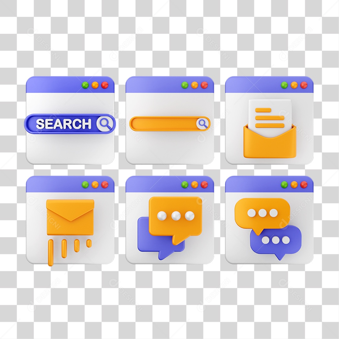 Ícone 3D Pacotes de Arquivos Pastas PNG Transparente