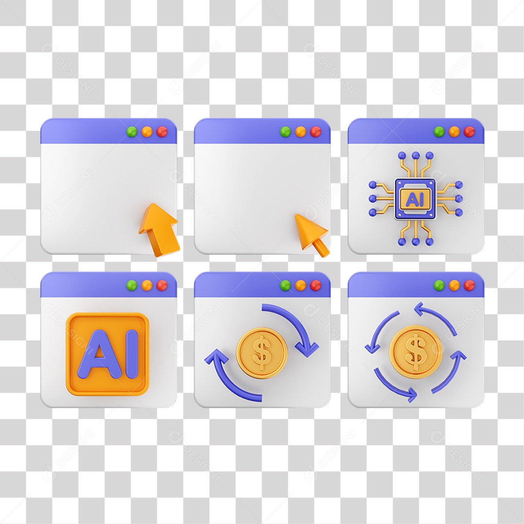 Ícone 3D Pacotes de Arquivos Pastas PNG Transparente