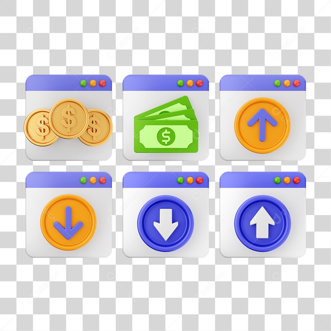 Ícone 3D Pacotes de Arquivos Pastas PNG Transparente