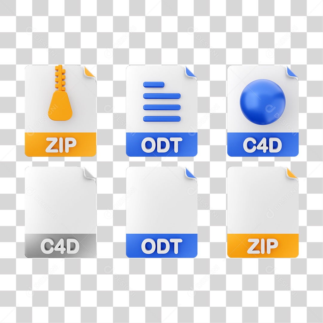 Ícone 3D Pacotes de Arquivos Pastas PNG Transparente