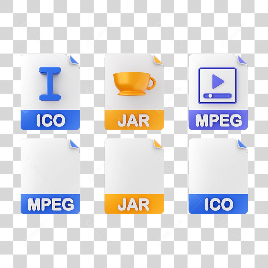 Ícone 3D Pacotes de Arquivos Pastas PNG Transparente