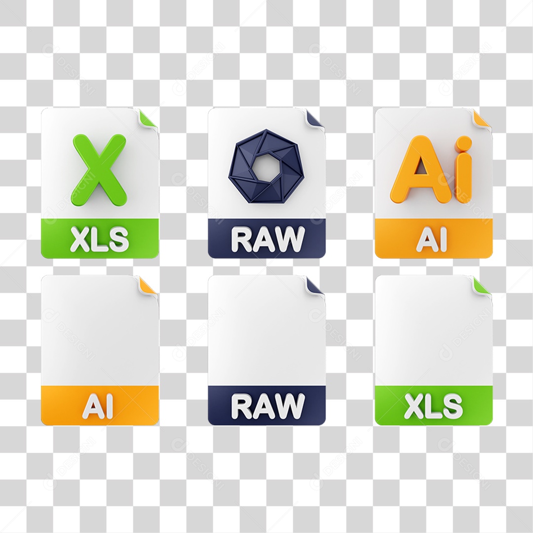 Ícone 3D Pacotes de Arquivos Pastas PNG Transparente