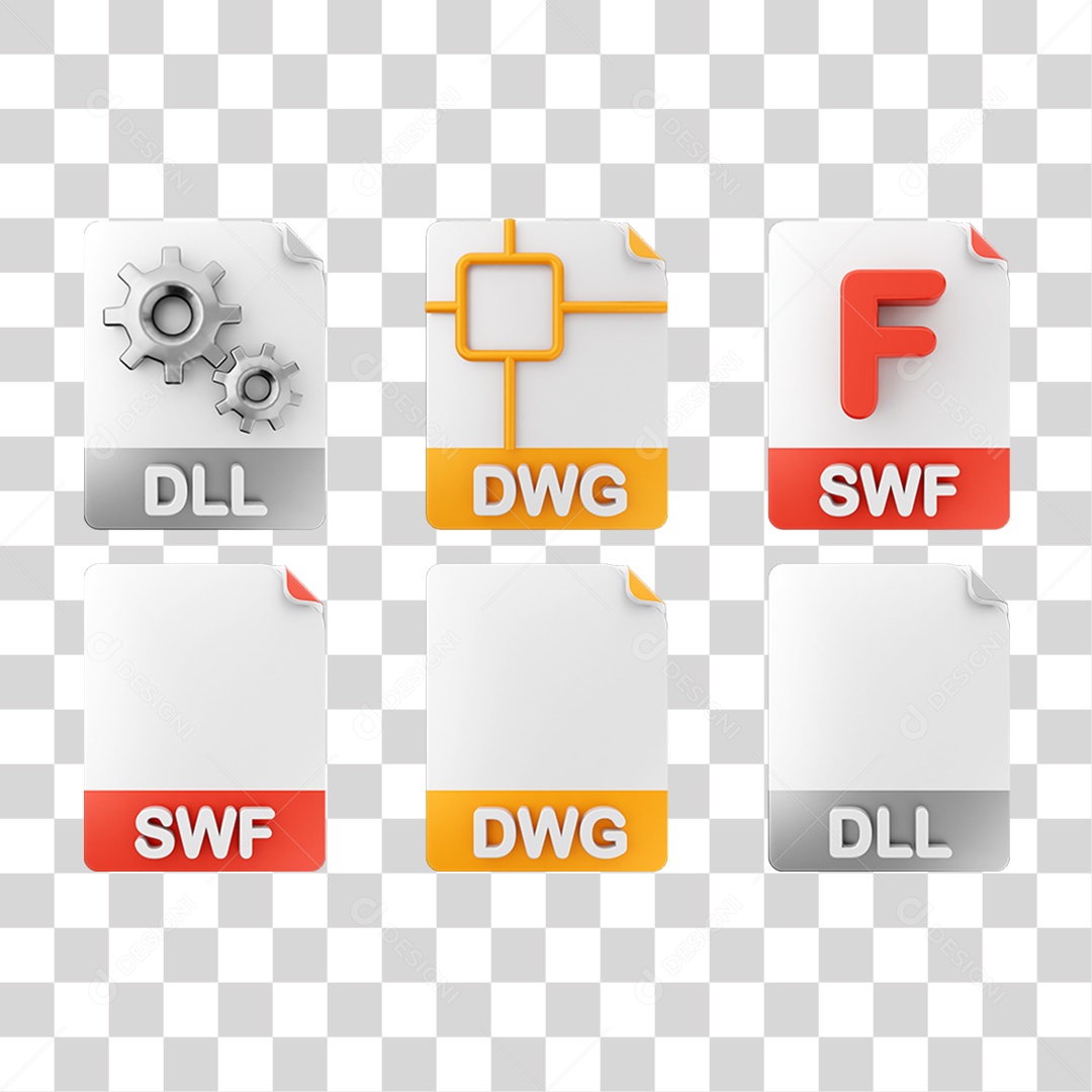 Ícone 3D Pacotes de Arquivos Pastas PNG Transparente